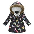 thumbnail image 2 of Ccpelsie Girl's Winter Coat Jacket Hooded Kids Toddler Flower Print Parka Outwear Warm Cotton Puffer Hooded Jacket(Black,10-11 Years), 2 of 3