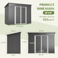 thumbnail image 2 of 8x4 ft Metal Storage Shed: Outdoor Garden Tool Organizer with Lockable Door & Floor Frame – Durable for Backyard Use, 2 of 14