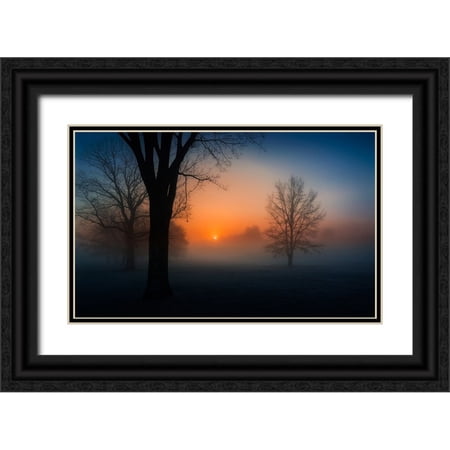 Dai, Wei 14x10 Black Ornate Wood Framed with Double Matting Museum Art Print Titled - Foggy sunrise