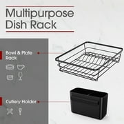 Sakugi Dish Drying Rack, Compact Dish Racks for Kitchen Counter, 15L x 12W x 5H , Black