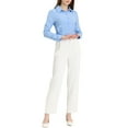 thumbnail image 2 of Unique Bargains Women's Office Shirt Button Down Work Ruched Waist Long Sleeve Tops Light Blue XS, 2 of 5