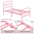 thumbnail image 4 of Topeakmart Classic Metal Bed Frame with High Headboard and Footboard, Twin XL Size, Pink, 4 of 7