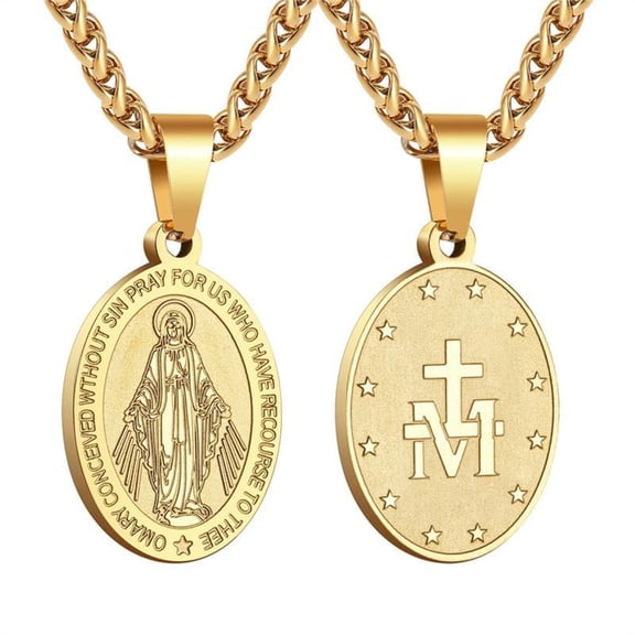 Virgin Mary Pendant Necklace Protective Religious Amulet Jewelry For Men and Women
