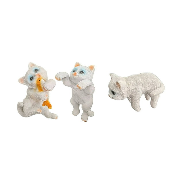 3 Mini Estatuas De Gatos, Bonitas Decoraciones Para Acuarios, Adecuadas Para Decorar Peceras.