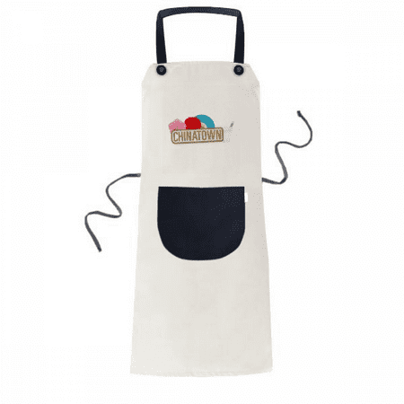 

flower fan brown china town apron adjustable bib cotton linen bbq kitchen pocket pinafore