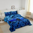 thumbnail image 3 of Erosebridal Dirt Bike Bedding Sets Full with Comforter,Extreme Sports Duvet Insert,Blue Black Honeycomb Decor,Reversible,3pcs, 3 of 7