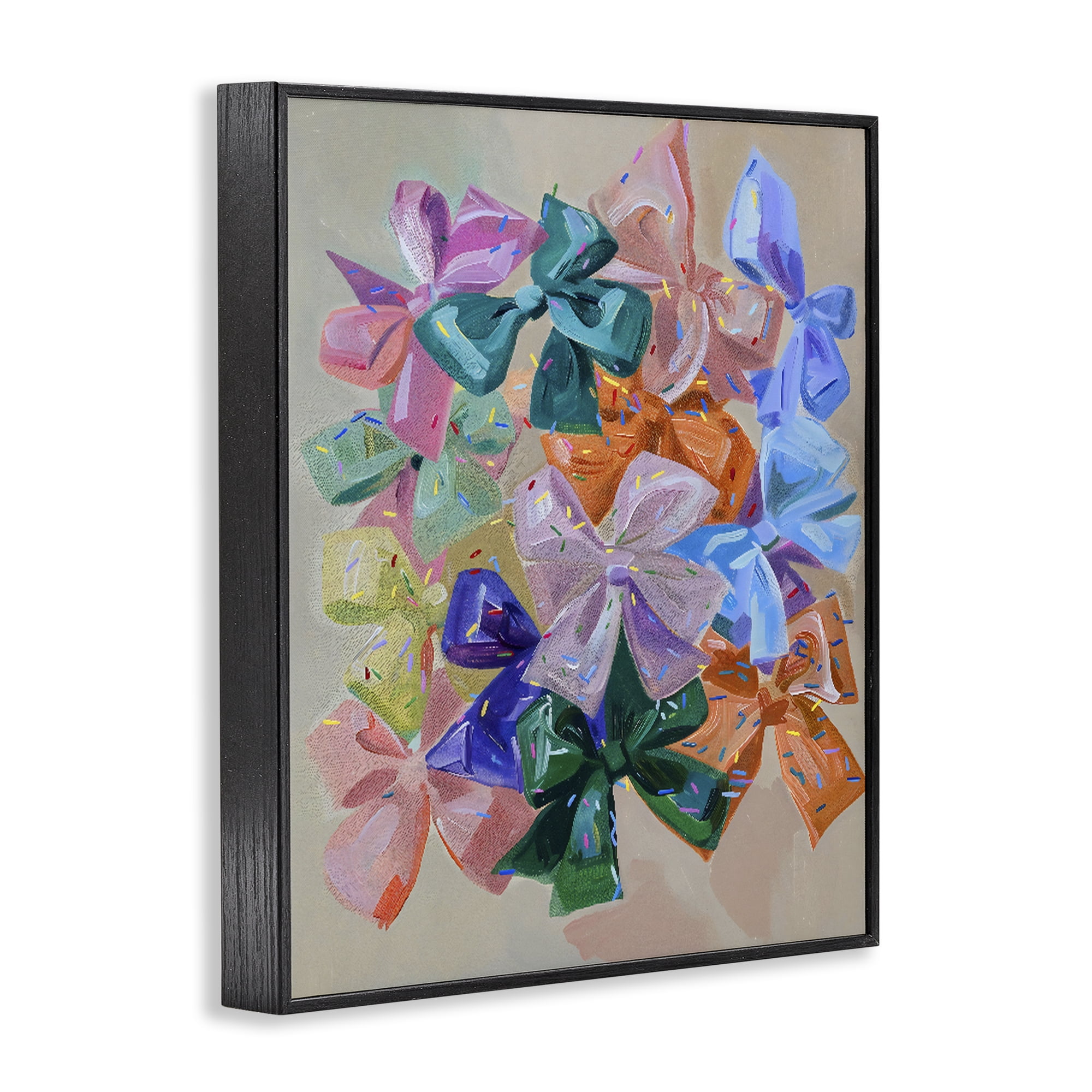 Stupell Industries Bright Bows Cluster with Sprinkles Black Framed Giclee Art, design by The Prints Vibe