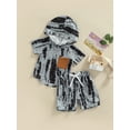 thumbnail image 3 of Arvbitana Toddler Baby Boys Tie-dyed Outfits Short Sleeve Hooded Pullover + Drawstring Shorts Summer Contrast Color Tracksuit Shorts Set 2Pcs 12M-5T, 3 of 8
