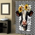 thumbnail image 2 of Fabric Shower Curtain, Farm Cow Sunflower Watercolor Black White Check Plaid Shower Curtains with 12 Hooks Waterproof Machine Washable Bath Curtains for Bathroom,36 x 78in, 2 of 6