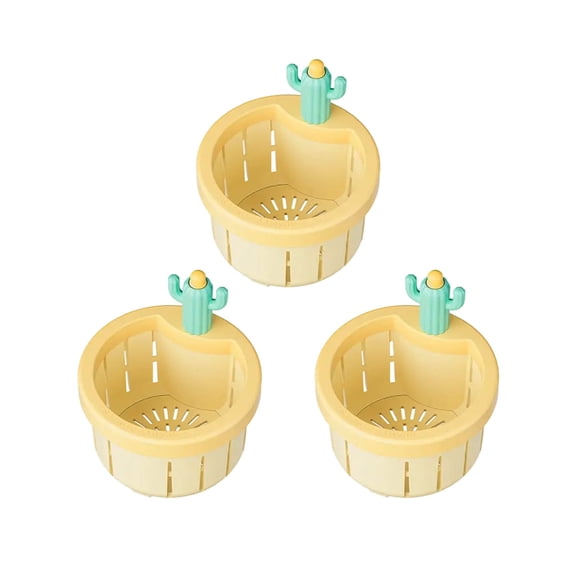 Cactus Sink Strainer 3 Pack Automatic Dumping Multi-Functional Drainage Basket Press Filter Net Lifting Waste Collector Easy Clean Stylish Kitchen Accessory