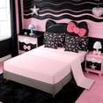 thumbnail image 3 of Erosebridal Pink Coquette Bowknot 7-Piece Twin Bedding Sets For Bow Lovers,Cute Loves Print Kids Bedding Comforter Set,Reversible pink, 3 of 7