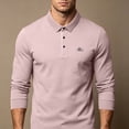 thumbnail image 5 of Long Sleeve Polos Shirt For Men Fashion Casual Breathable Golf T Shirts Lapel Button Business Office Wear (3XL, Pink), 5 of 7