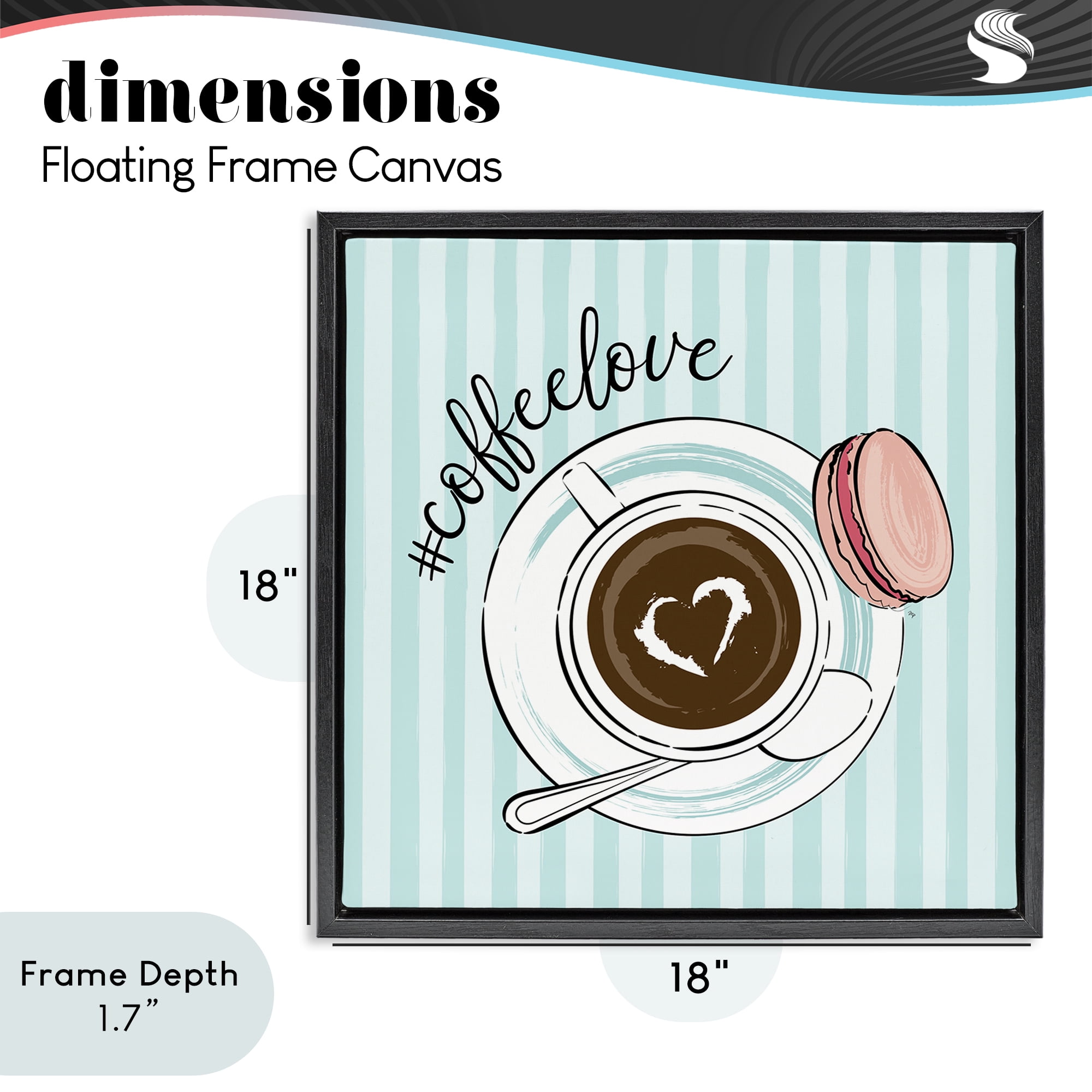 Stupell Industries Coffee Love Hashtag Black Framed Floater Canvas Wall Art, design by Martina Pavlova