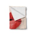 thumbnail image 2 of Lips Soft Flannel Fleece Throw Blanket, Female Blowing Kisses over Water and Reflection Closeup Image, Cozy Plush for Indoor and Outdoor Use, 50" x 60", Off White and Dark Coral, by Ambesonne, 2 of 6