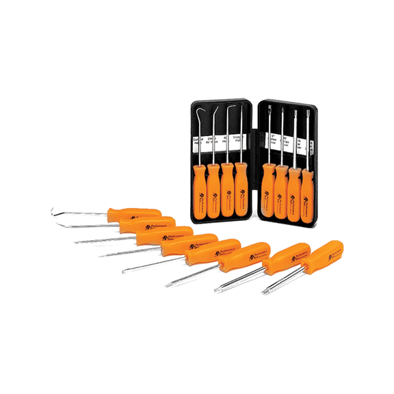 Performance Tool W941 8-Piece Specialty Pick/Driver Set, Precision Pick & Hook Set with Scraper