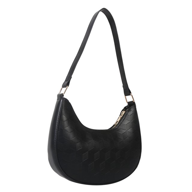 Rhombic Lattice Underarm Bags Casual Crescent Shoulder Bag para viajes (negro)