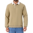 thumbnail image 1 of INSPIRAR CHIC Sudadera de Polo de Manga Larga con Cuello Contrastante para Hombre 2XL Caqui, 1 of 6