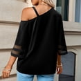 thumbnail image 4 of Camiseta con Hombros Descubiertos NikouMX Camisa con Hombros Descubiertos para Mujer Blusa con Empalme de Malla Mangas Acampanadas, 4 of 7