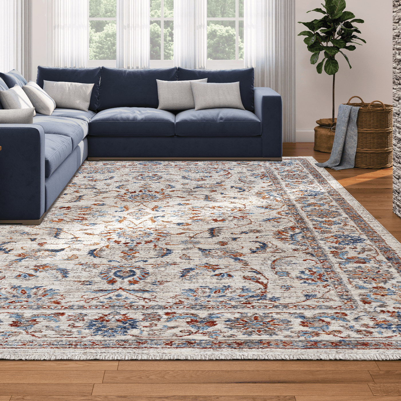 Couristan Nostalgia Persian Tabriz Area Rug, Antique Cream, 6'6" x 9'6"
