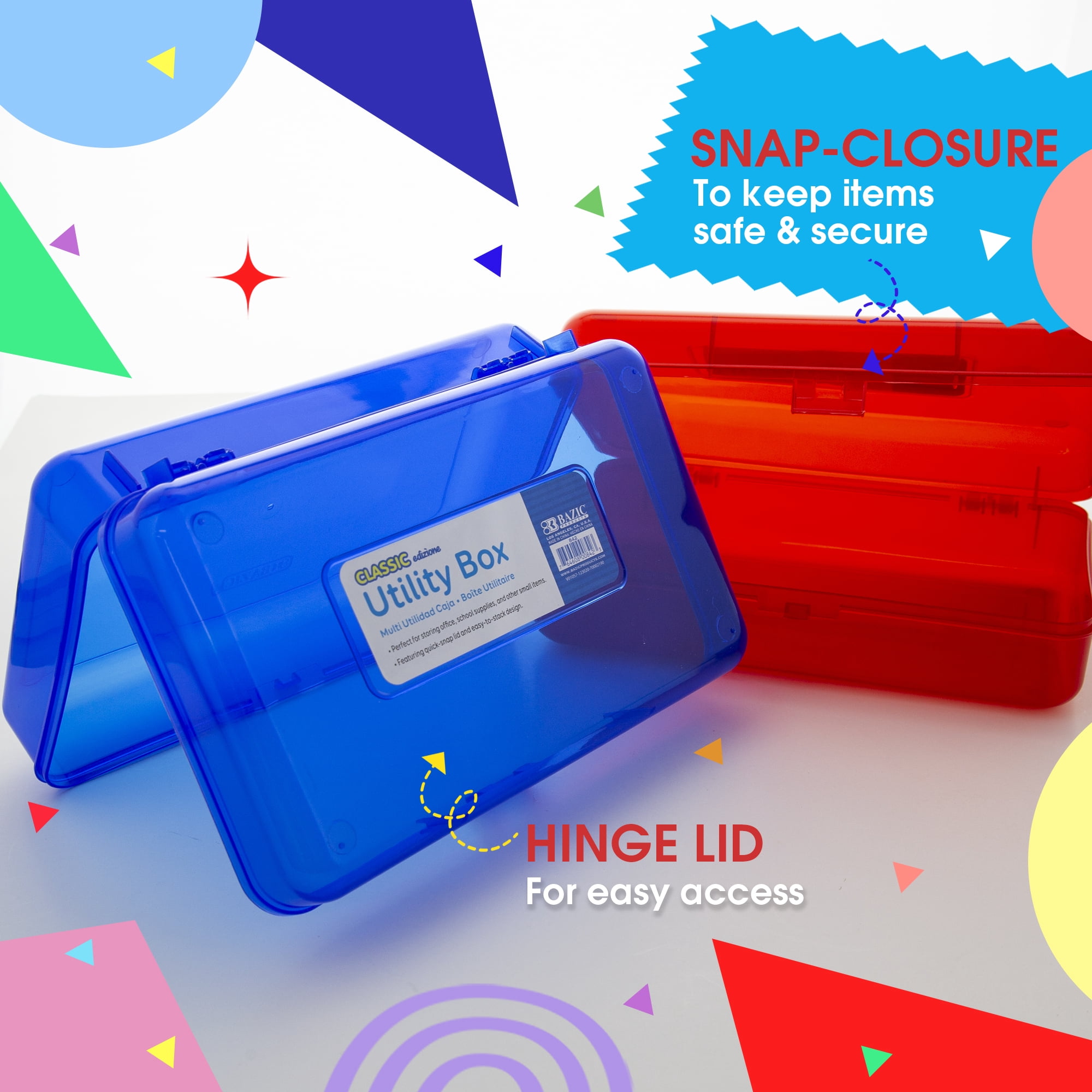 Bazic Products 842 Clasp Pencil Case, 8" X 4.75" X 2.5", Randomly Assorted Color