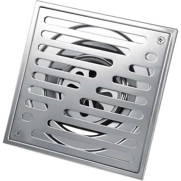 Desagüe de suelo Cuadrado YONGSHENG de acero inoxidable Antiolor Puerta de residuos de Baño Escurridor de Ducha Gran calibre 1 unidad plateado