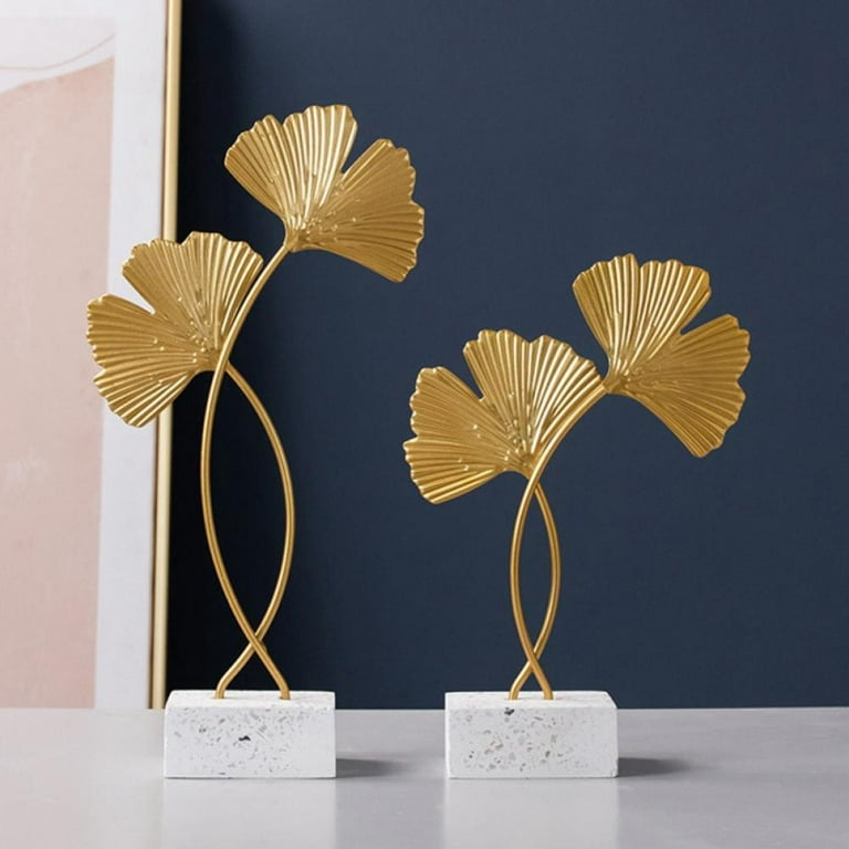 Jolly Golden Gingko Leaf Decor,Nordic Light Luxury Style Creative Metal  Crafts Ginkgo Leaf Ornaments Home Decoration Living Room Porch Wine Cabinet
