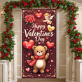 thumbnail image 5 of Red Heart Valentine's Day Banner Rose Bouquet Love Display Cupid Design Teddy Bear Happy Valentine's Backdrop for Valentine's Party Romantic Celebration Couple Gathering, 5 of 9