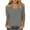 Gray, variant on 2025 New Fashion Plus Size Women's Fashionable Solid Color T-shirt 3/4 Sleeve Shirt V-neck Casual Top