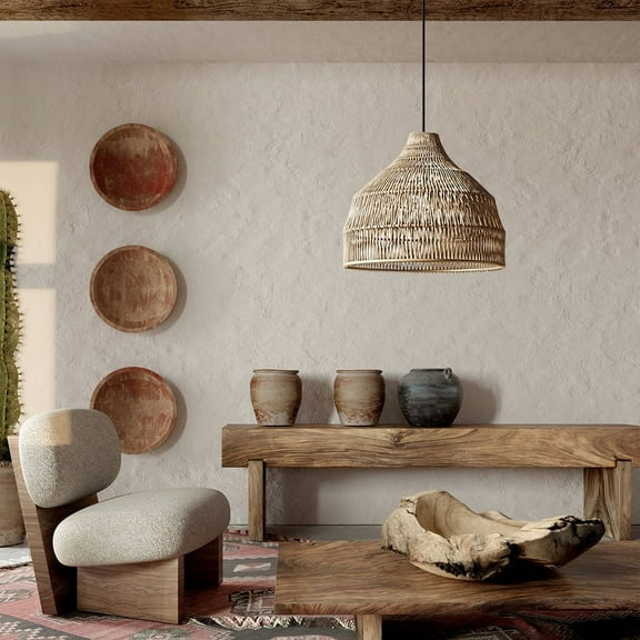 Arturesthome Wabi sabi Rattan Woven Pendant Light Lampshade