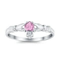 thumbnail image 3 of Claddagh Heart Promise Ring Pink CZ 925 Sterling Silver Size 4, 3 of 7