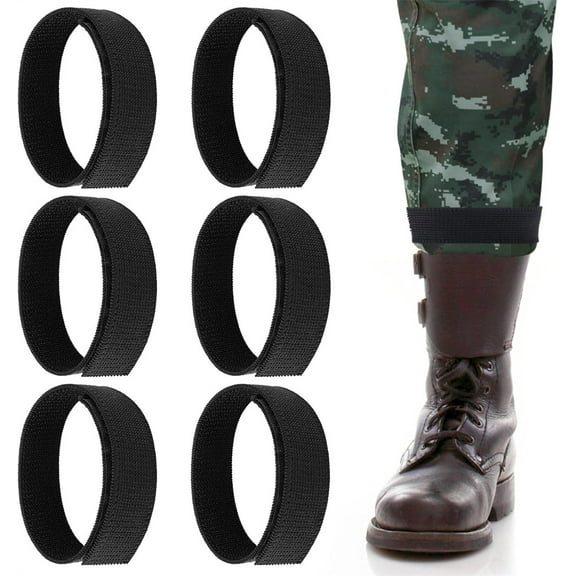 NOGIS 6 Pcs Boot Straps for Cowboy Boots, 25mm Boot Straps & Boot Blousers Military Ankle Strap, Elastic Military Boot Bands for Bloating Straps & Adjustable Tight Ankle Boot Straps