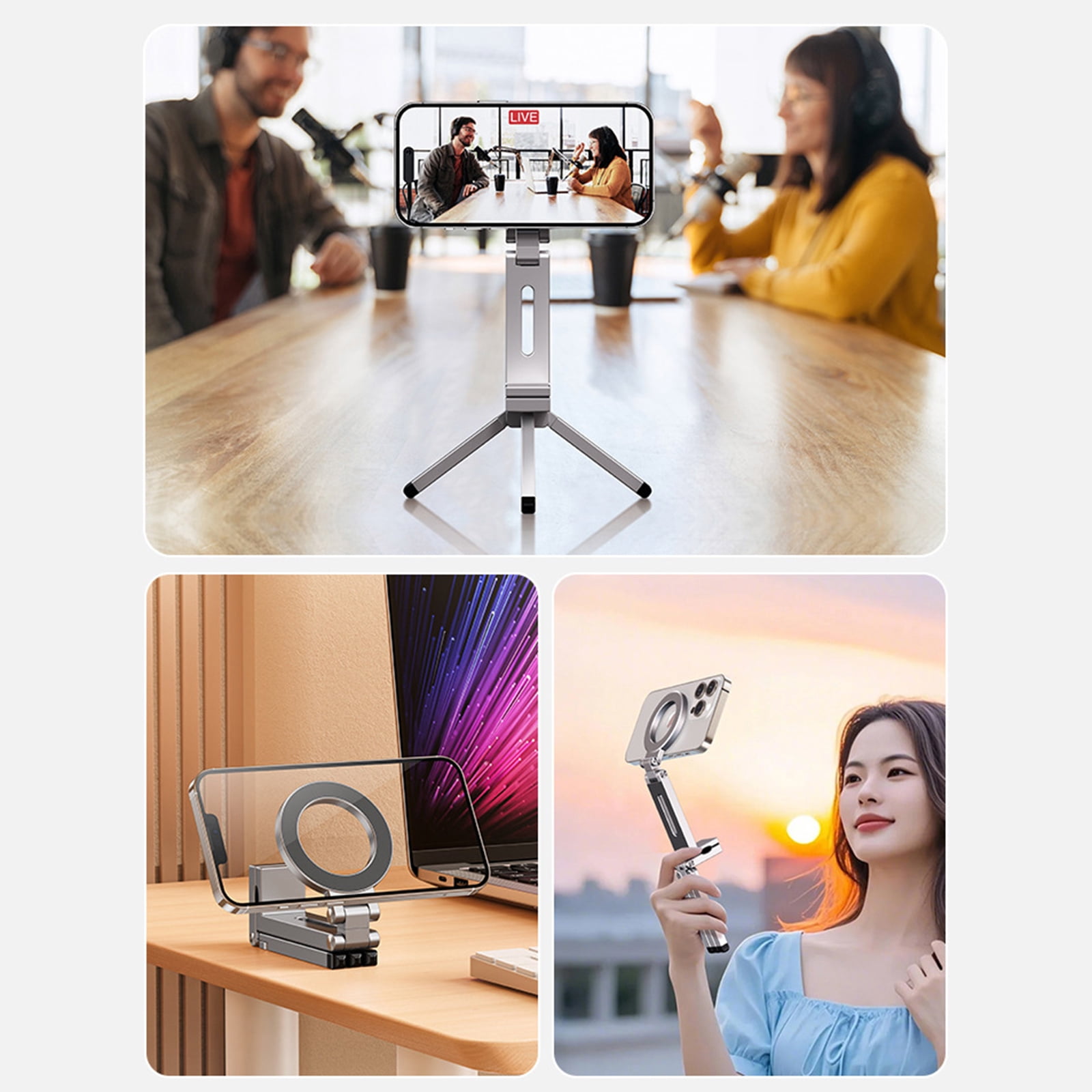 Phone Holder Foldable Angles Adjustment Phone Tripod Stand Portable Brackets Universally Desktop Phone Holder