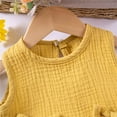thumbnail image 6 of CHEEREAM Toddler Girl Summer Clothes Baby Solid Linen Outfit Bows Ruffle Tank Tops Shirts + Ruffled Short Set, 6 of 9