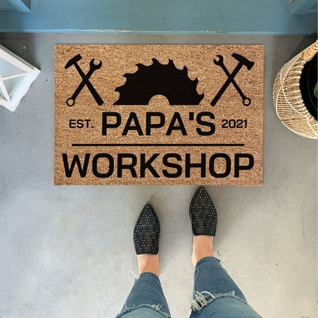Dad Joke Loading Doormat F – Souew Funny Father's Day Welcome Mat for Dad, Humorous Door Mat with Character, Indoor/Outdoor Rug for Guys Gift