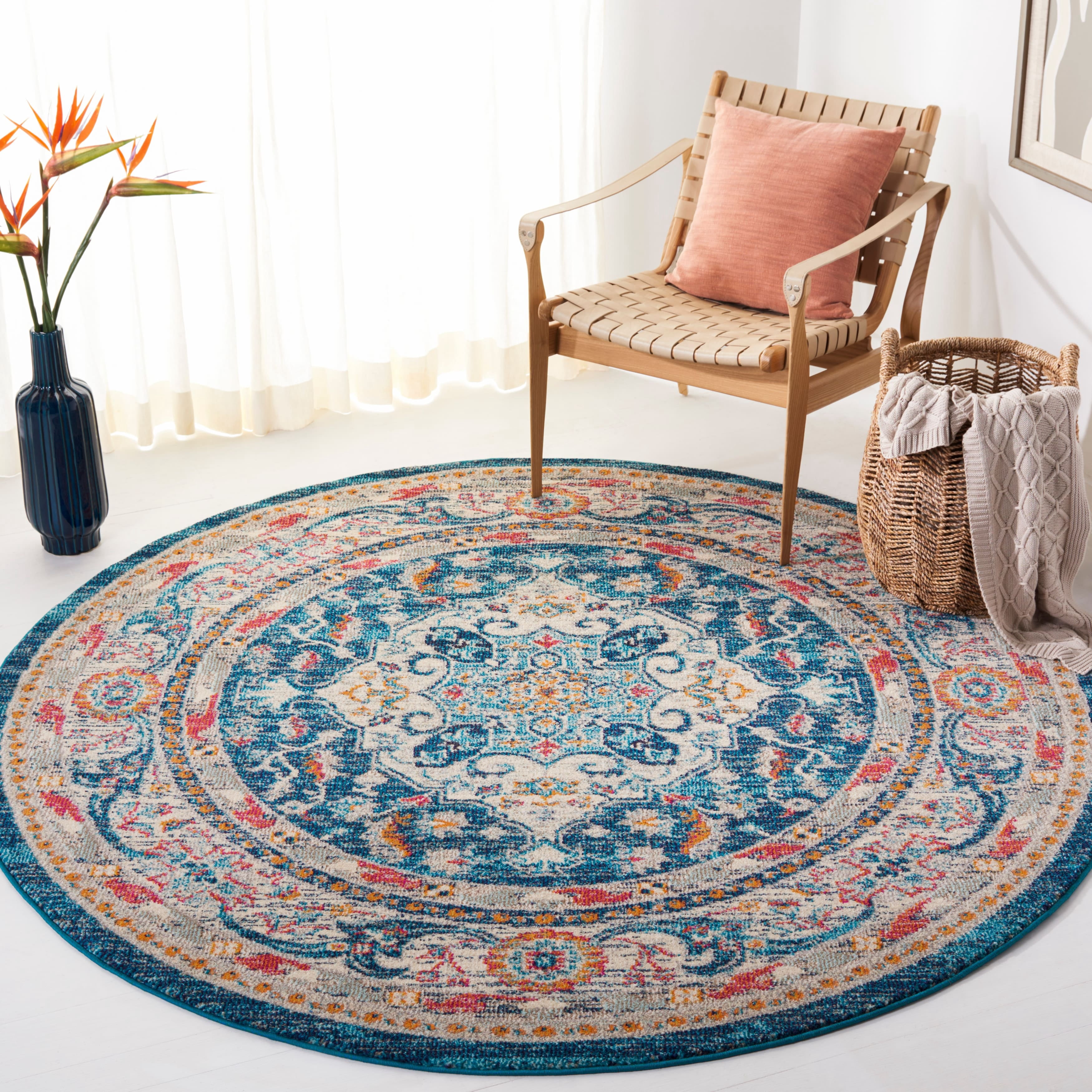 SAFAVIEH Phoenix Christopher Floral Area Rug, Ivory/Grey, 8' x 10'