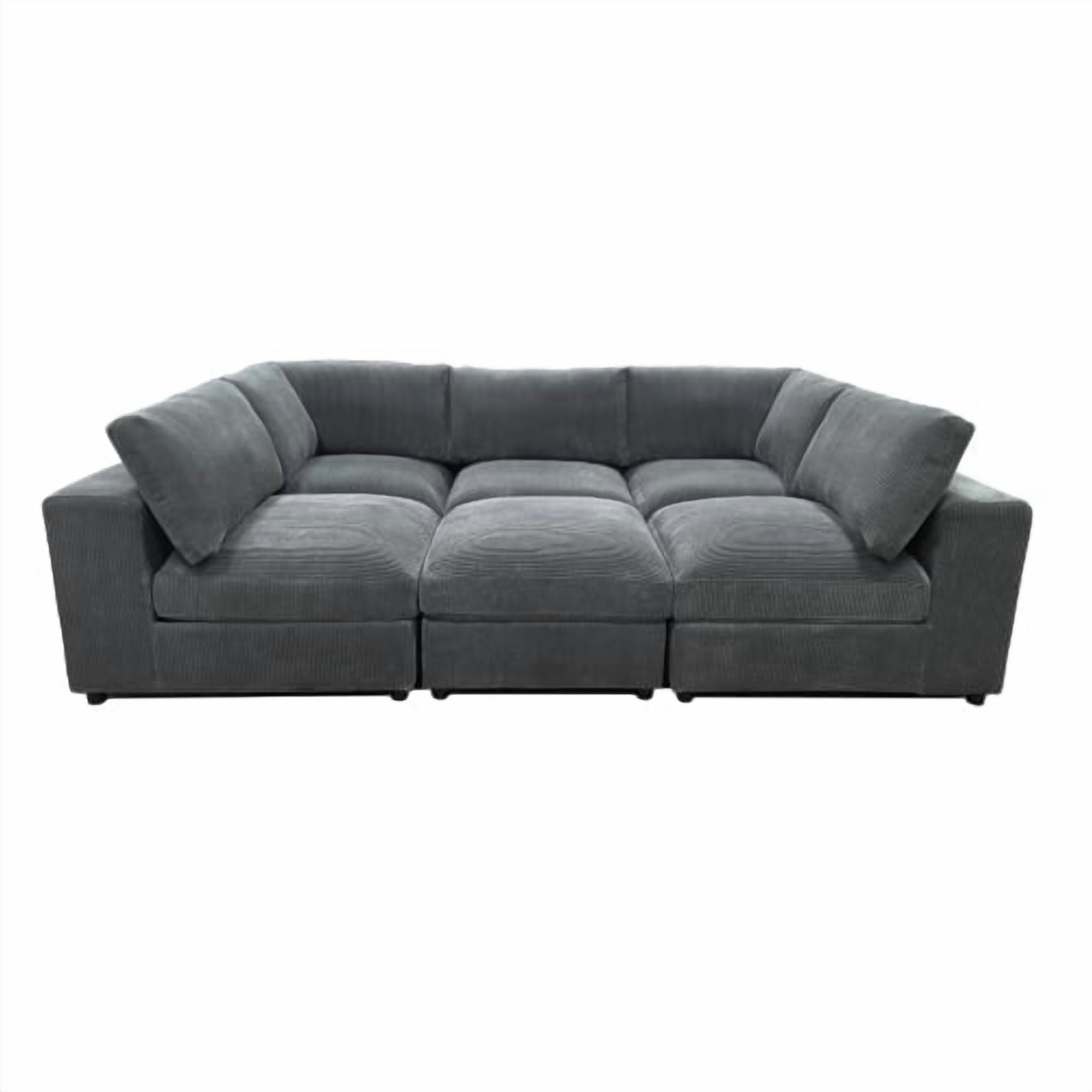 Howcool Cloud Couch Modular Sectional Sofa 6 Seat 122" L Shaped Reversible Convertible Couch, Corduroy Thick Cushion with Storage Ottomans, Washable Removable Cover for Living Room,Grey