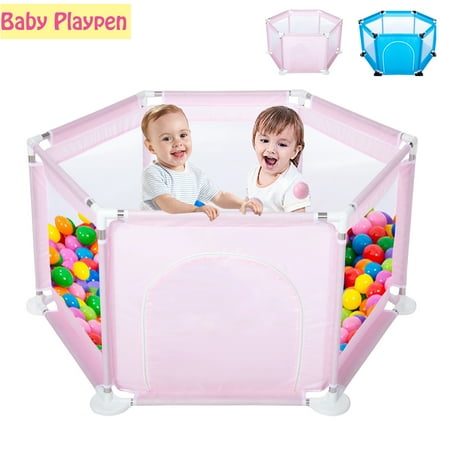 6 Sides Baby Playpen Kids Portable Baby Playpen Newborn Baby Fence Game Toy Pool Play Yard Game Play Fence Baby Safe Playard Ball Pit Indoors Outdoors Kids Toddler Room (without Balls)