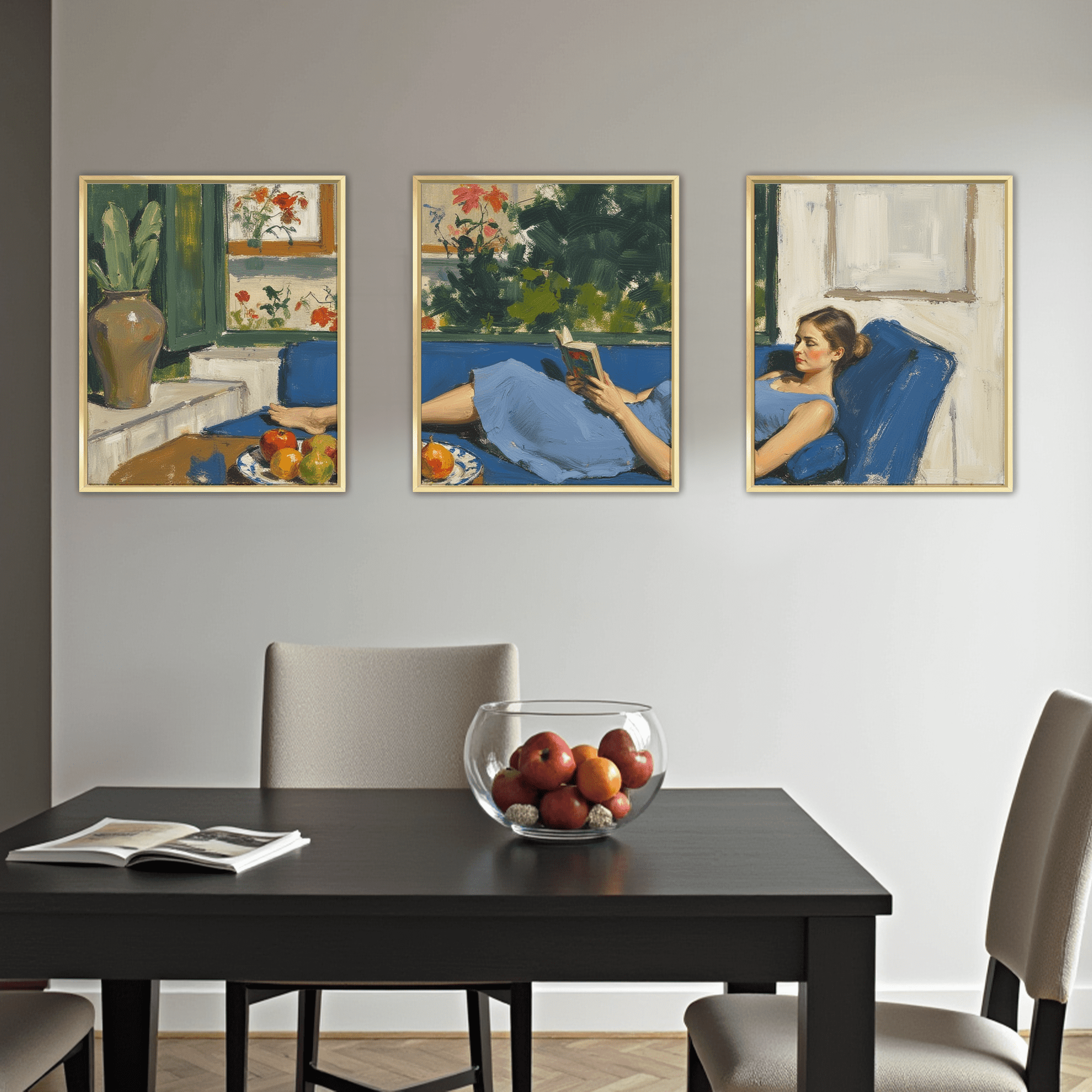 MAYEERTY Modern Abstract Wall Art Painting, Living Room Decor, Glod Aluminum Alloy Frame, 15.7"x11.8"