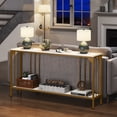 thumbnail image 2 of Tribesigns 70.9 Inch Extra Long Console Table, Modern Narrow Sofa Table, White and Gold Entry Table Behind Couch Table with Open Storage Shelf, Entryway/Hallway Table for Living Room, 2 of 7