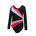 thumbnail image 3 of SILVERCELL Long Sleeve Leotards for Girls Gymnastics Kids Toddler Tumbling Outfits Stripe Pattern 3-14 Years, 3 of 7