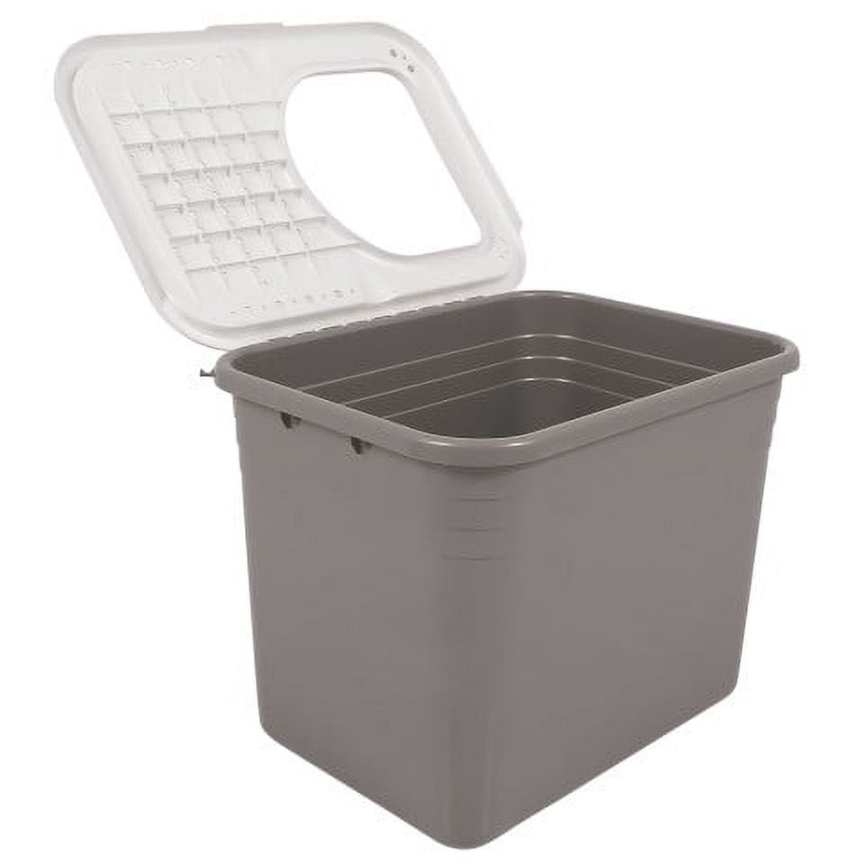 Petmate Open Top Cat Litter Box Top Entry Plastic Cat Litter Pan, Silver, 20" x 15" x 15"