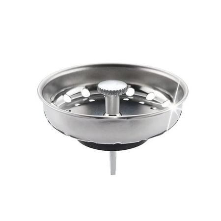 

2PCS Kitchen Sink Strainer Stopper 2 in 1 Spring Clip Plunger Replacement for Standard Drains Chrome Plated Stainless Steel Body with Rubber Stopper
