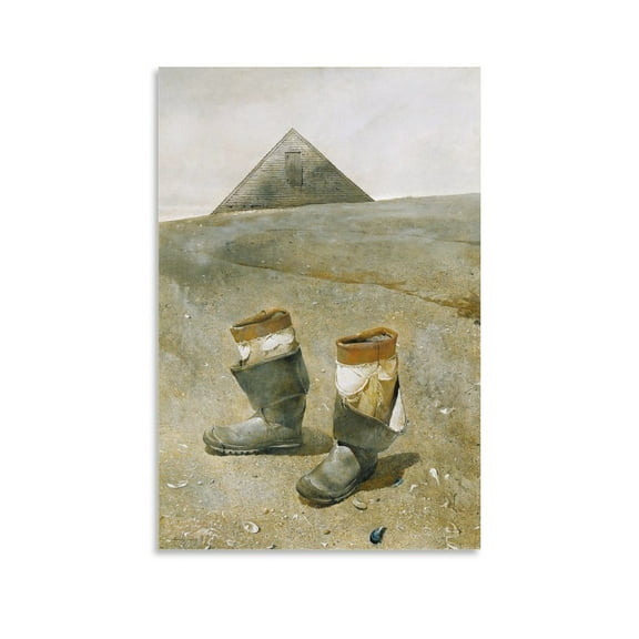 Andrew Wyeth Sea Boots Canvas Printing Famous Paintings, Wall Art Posters, Decorative Hanging Pictures Artworks Canvas Poster Room Aesthetic Wall Art Prints Home Modern Decor Gifts 12x18inch(30x45cm)