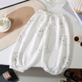 thumbnail image 2 of Gubotare Toddler Barrel Pants Linen Girls Wide Leg Pants Casual Flowy Elastic Waist Palazzo Harem Trousers with Pockets 3T 4T (White,3-4 Years), 2 of 3
