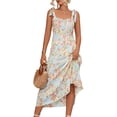 thumbnail image 3 of Vestido largo midi, vestido largo midi con tirantes estampados, vestido largo midi sin tirantes, vestido con hombros descubiertos, muy versátil, 3 of 6