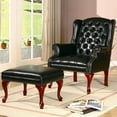 thumbnail image 3 of Roberts Upholstered Wingback Chair and Ottoman Set Black, 3 of 6