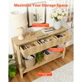 thumbnail image 4 of VEVOR 47 in Console Table, Farmhouse Desk Behind the Couch with Drawers and Bottom Storage Shelf, Wooden Rectangle Entrance Narrow Sofa Table for Hallway, Bedroom, Living Room, Foyer, Burlywood, 4 of 9