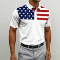 thumbnail image 2 of Mens American Flag Polo Shirts Spring America Flag Print Casual America Flag 250Th Birthday Summer Tops Loose Fit White L, 2 of 4