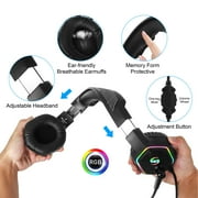 TSV 7.1 Surround Sound Gaming Headset Fit for PC, PS4/PS5, Xbox One, Nintendo Switch, Wired Headset with Noise Cancelling Mic, RGB Light, 3.5mm Over-Ear Headphones for Laptop, Tablet, Mobile