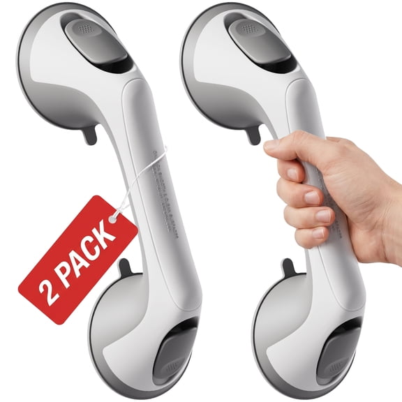 Ablecare 2 Pack Shower Grab Bars, 12 inch Bathroom Shower Handles with Strong Suction Cup Grip for Seniors